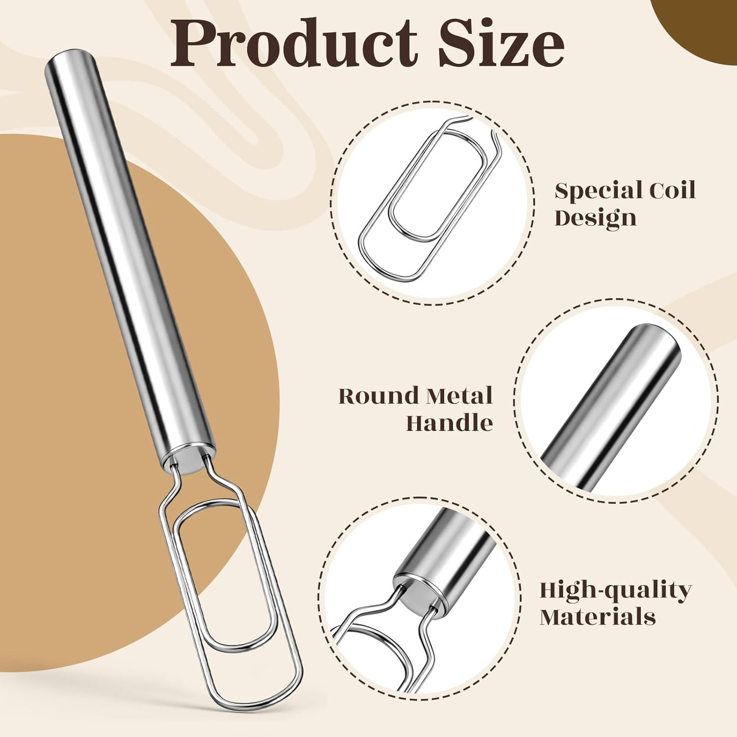 2 Pcs Danish Dough Whisks with Dough Hook for Sourdough Starter 12'' Stainless Steel Dutch Whisk - Reaching Bottom of Jar - Bread Whisk for Cooking, Whisking, Dishwasher