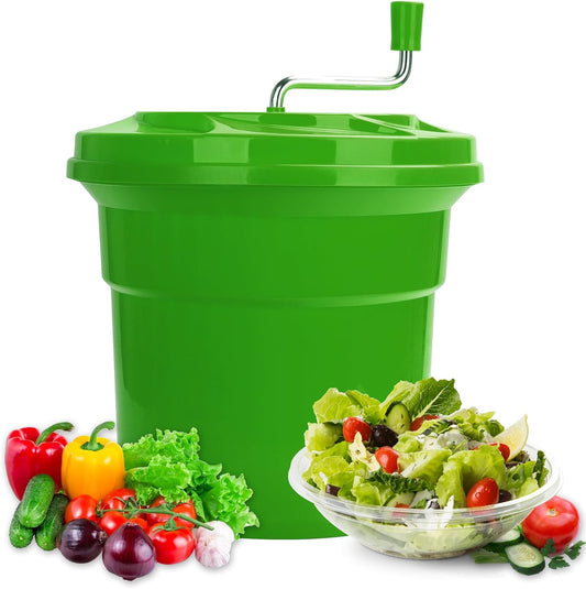 5 Gallon Commercial Salad Spinner and Dryer | Large Manual Vegetable Washer & Greens Dryer with Drain Tube, Heavy-Duty & FDA Listed for Restaurant, Home, Farm Use