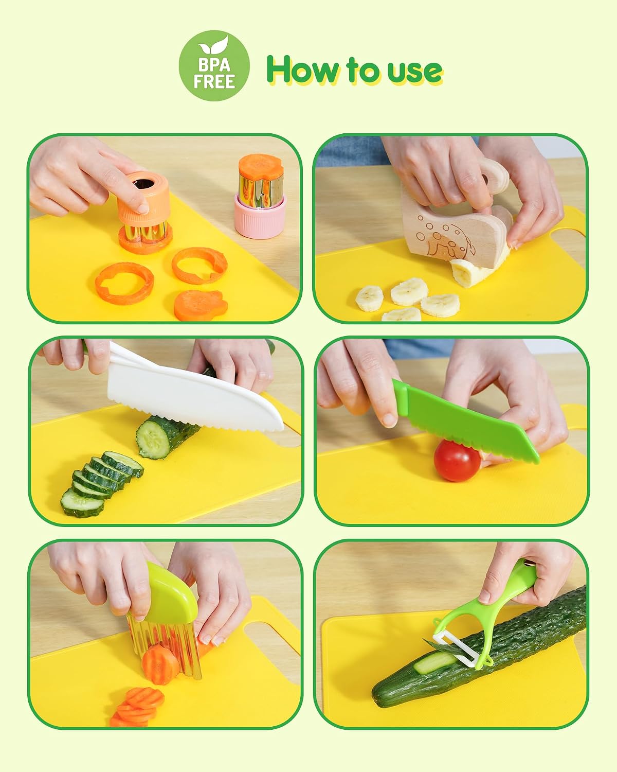 Kids Knife Set, Montessori Kitchen Tools, BPA