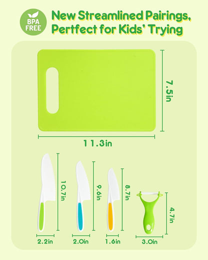 Kids Knife Set, 38 Pcs Montessori Kitchen Tools, BPA | Real cooking set, kid safe knives, crinkle cutters, avocado slicer, cutting board, peeler, apron & gloves set, For kids 3+