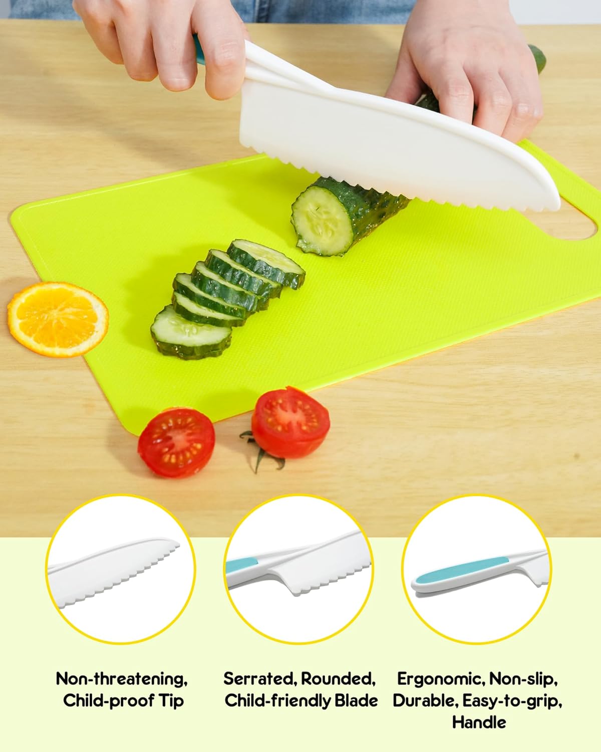Kids Knife Set, 38 Pcs Montessori Kitchen Tools, BPA | Real cooking set, kid safe knives, crinkle cutters, avocado slicer, cutting board, peeler, apron & gloves set, For kids 3+
