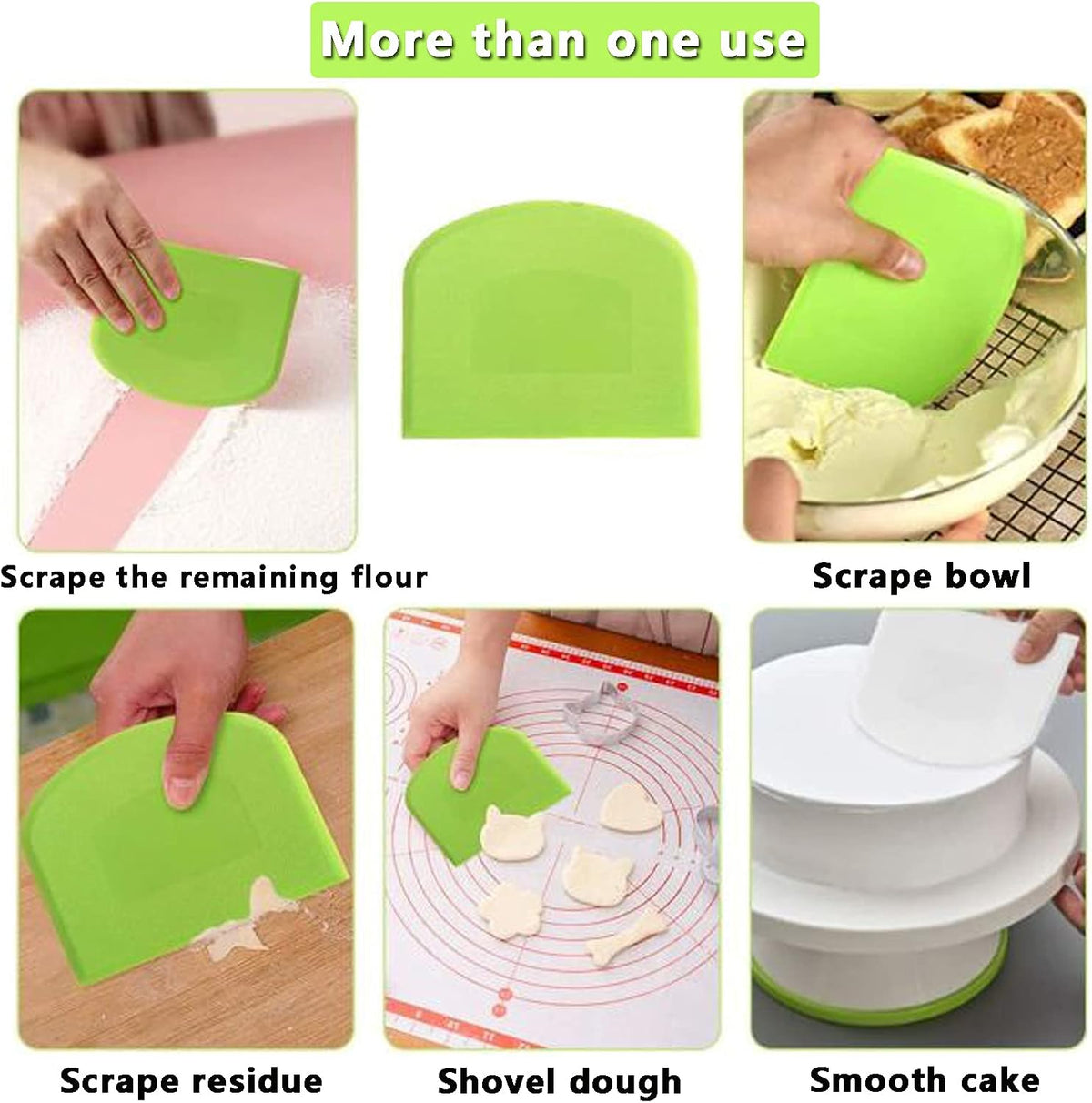2 Pack Plastic Dough Bowl Scraper Food Grade Flexible Bench Cutter
