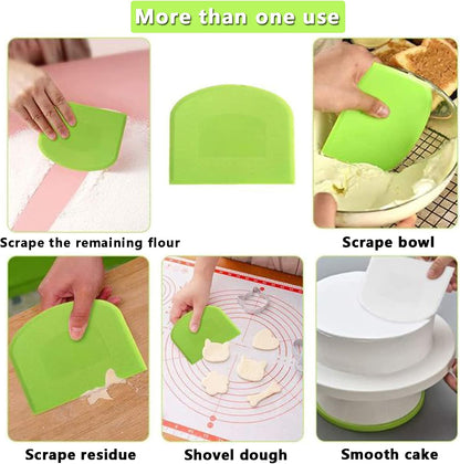 2 Pack Plastic Dough Bowl Scraper Food Grade Flexible Bench Cutter