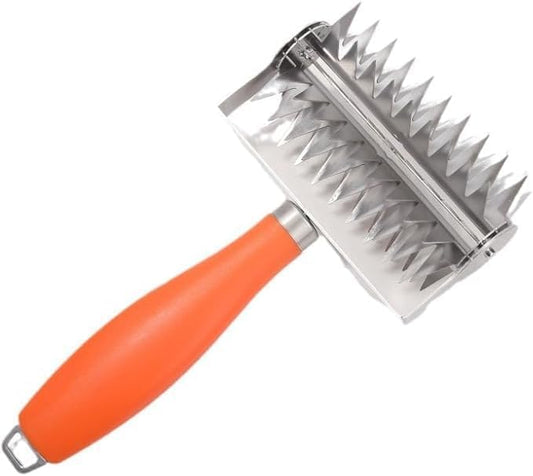 Stainless Steel Dough Docker Roller, Baking Perforating Tool for Pizza Crust, Bread and Pastry, Handheld Dough Puncture Wheel with Orange PP Handle, Minimalist Style