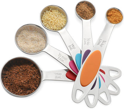 Magnetic Measuring Spoons Set Stainless Steel Measuring Spoons,Tablespoon Measuring Spoon for Dry and Liquid Ingredients (5, Colorful)