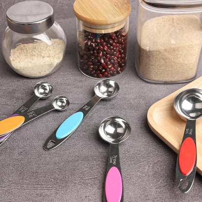 Magnetic Measuring Spoons Set Stainless Steel Measuring Spoons,Tablespoon Measuring Spoon for Dry and Liquid Ingredients (5, Colorful)