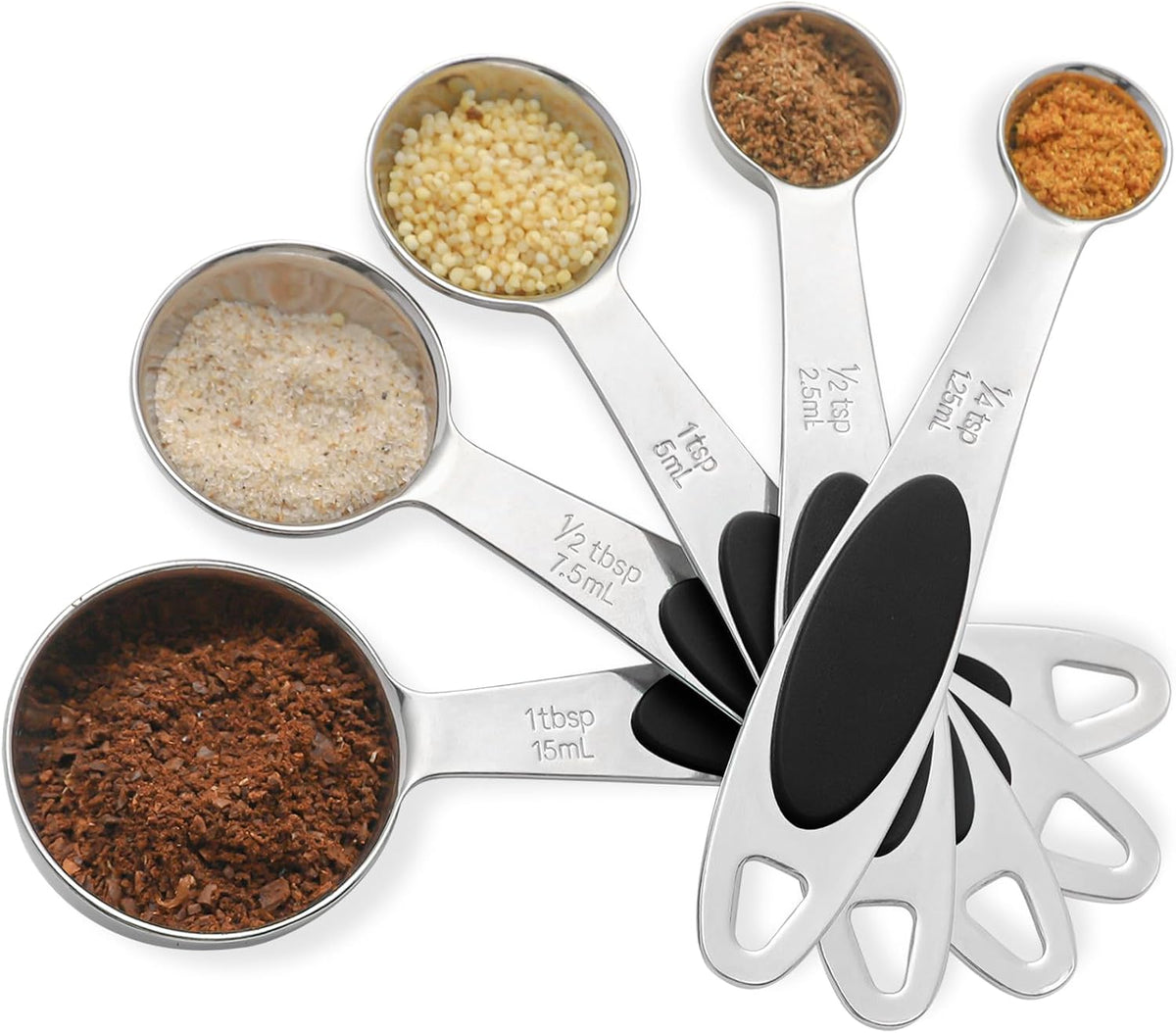 Magnetic Measuring Spoons Set Stainless Steel Measuring Spoons,Tablespoon Measuring Spoon for Dry and Liquid Ingredients (5, Colorful)