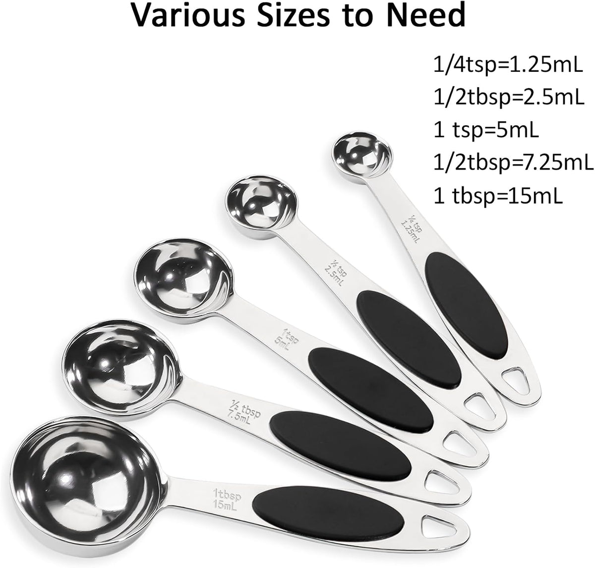 Magnetic Measuring Spoons Set Stainless Steel Measuring Spoons,Tablespoon Measuring Spoon for Dry and Liquid Ingredients (5, Colorful)