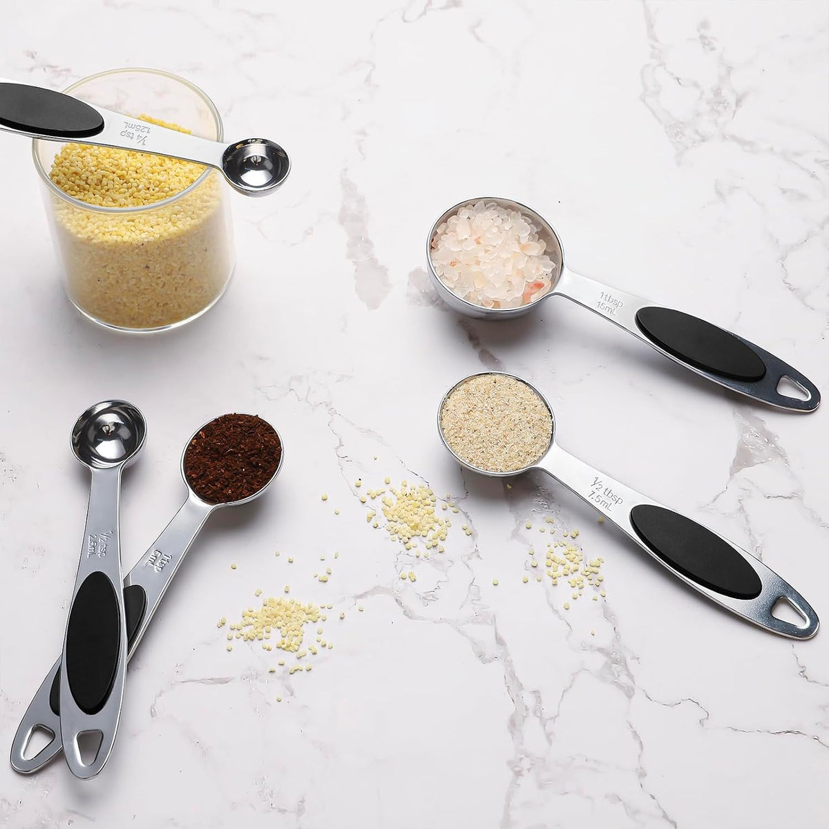 Magnetic Measuring Spoons Set Stainless Steel Measuring Spoons,Tablespoon Measuring Spoon for Dry and Liquid Ingredients (5, Colorful)