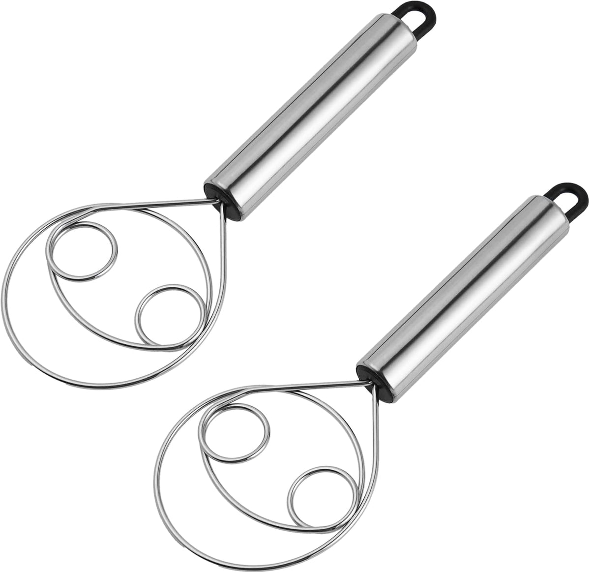 Danish Dough Whisk - Stainless Steel Danish Dough Wisk Original - Kitchen Danish Dough Hook for Mixing Bread 8.27" - Hand Dutch Wisk for Whisking & Stirring Eggs, Sourdough, Pastry, 2 Pcs