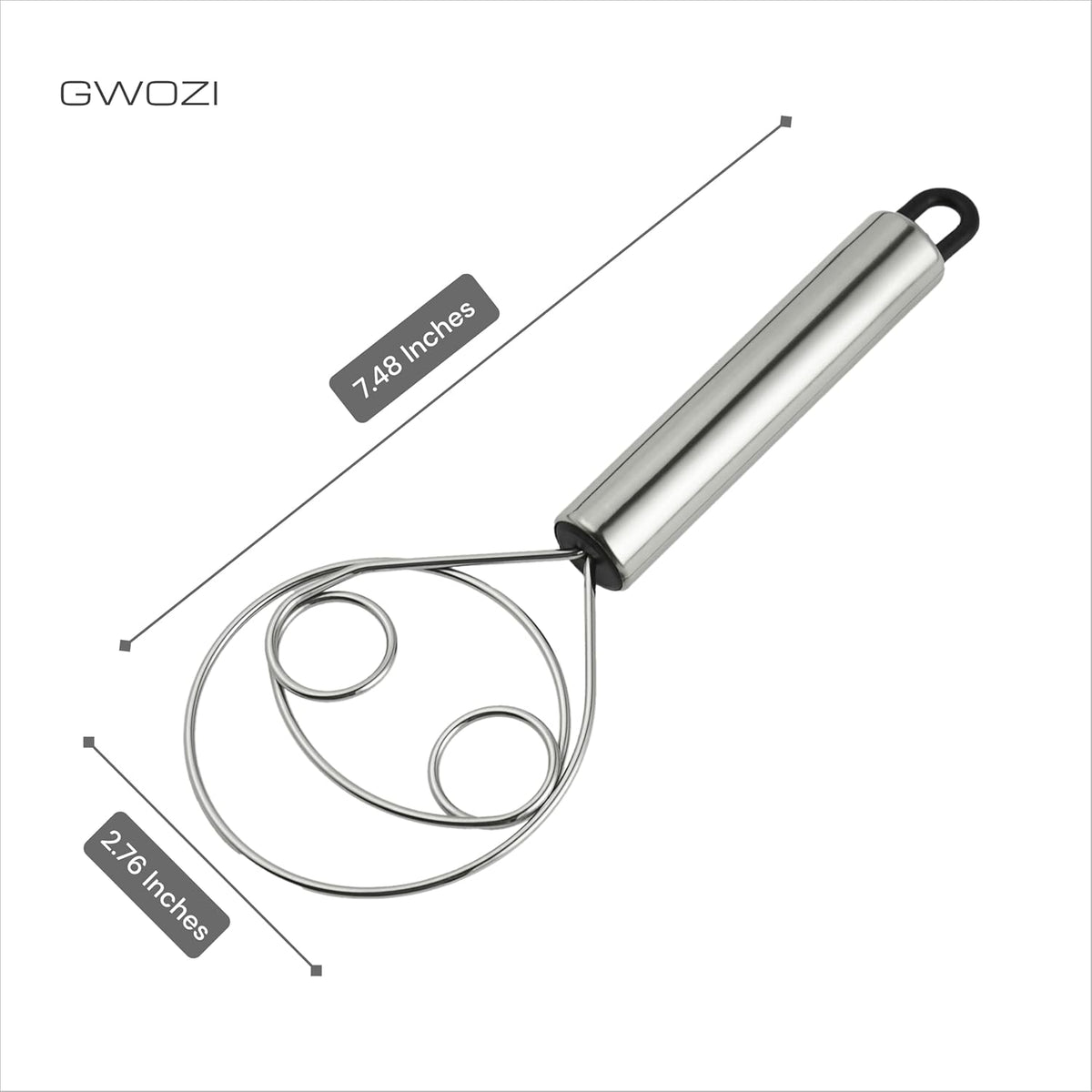 Danish Dough Whisk - Stainless Steel Danish Dough Wisk Original - Kitchen Danish Dough Hook for Mixing Bread 8.27" - Hand Dutch Wisk for Whisking & Stirring Eggs, Sourdough, Pastry, 2 Pcs