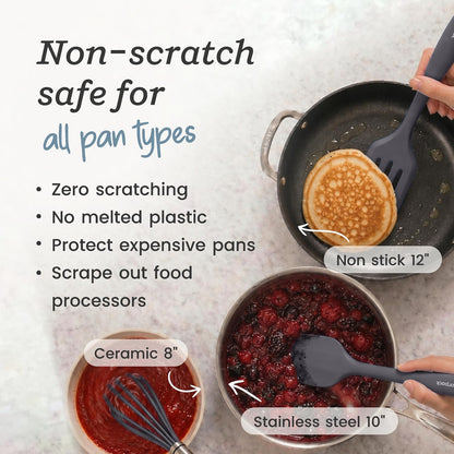 Starpack Flip and Whip Silicone Baking Utensils Set (5-Piece) - LFGB Non Toxic, 600°F Heat Resistant, BPA-Free - Whisk and Rubber Spatula Set with Pastry Brush - Dishwasher Safe, Nonstick Earthy Pink