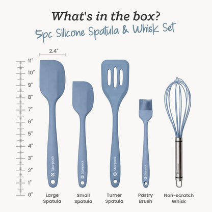 Starpack Flip and Whip Silicone Baking Utensils Set (5-Piece) - LFGB Non Toxic, 600°F Heat Resistant, BPA-Free - Whisk and Rubber Spatula Set with Pastry Brush - Dishwasher Safe, Nonstick Earthy Pink