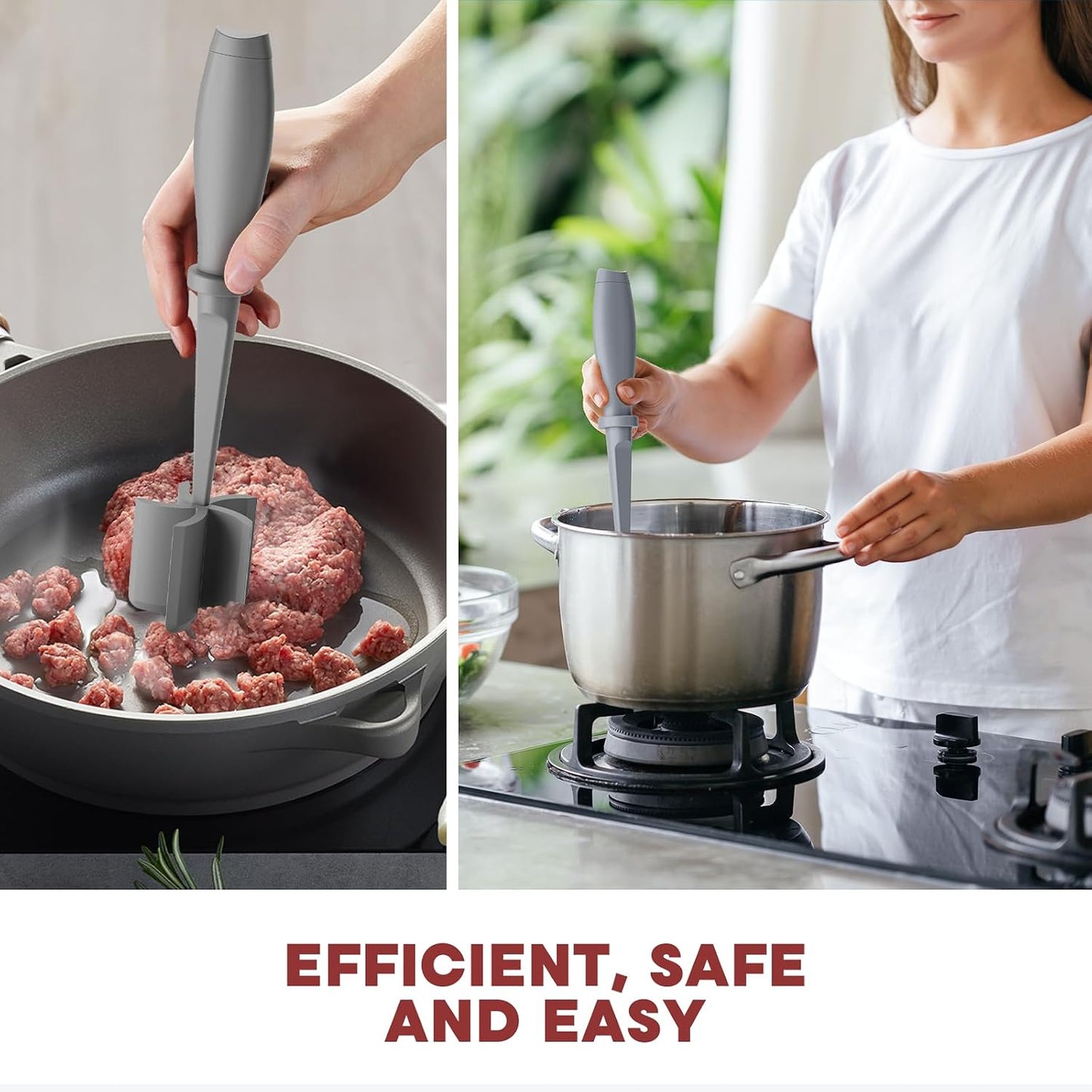 Meat Chopper Hamburger Grinder, Kitchen Smasher for Ground Beef | Heat Resistant, 5 Nylon Blade, Burger Grinder Potato Mix Tool, Meat & Poultry Tenderizers, Dishwasher Safe, Black