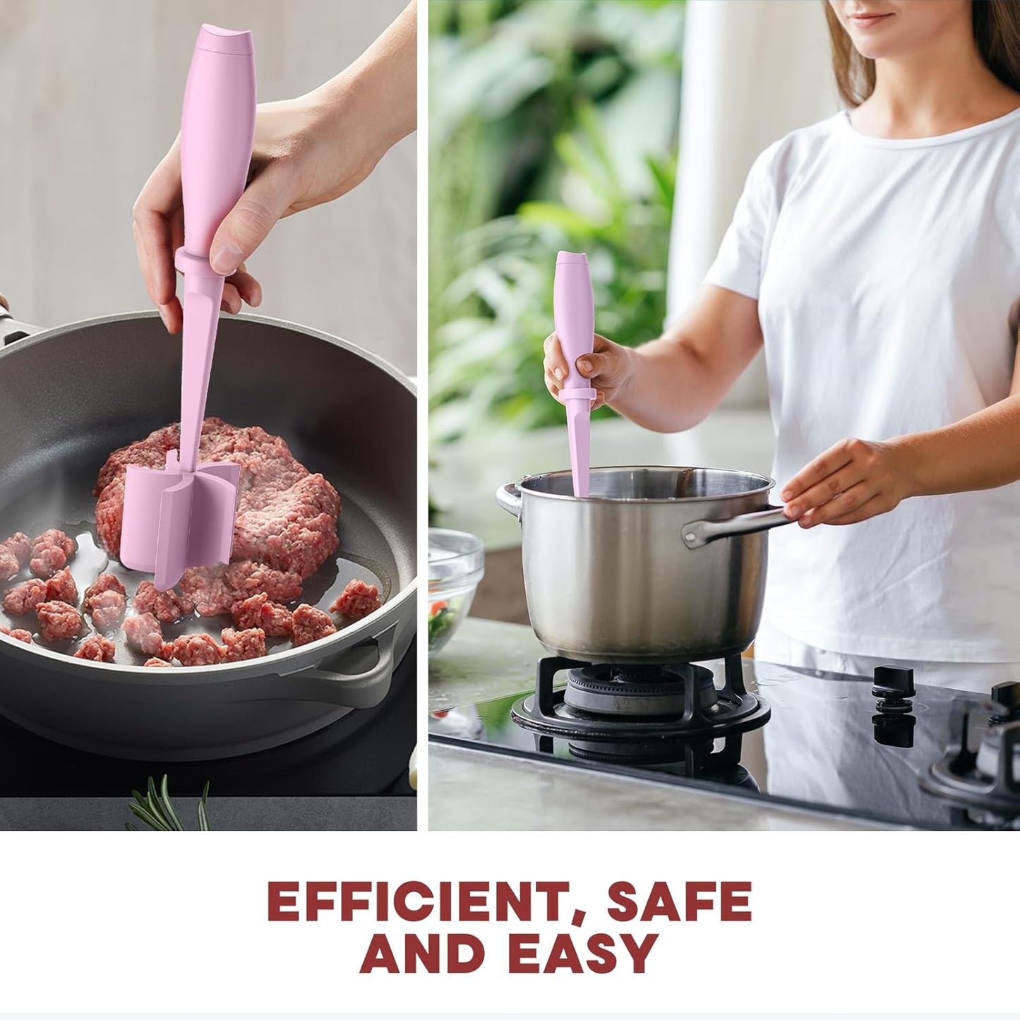 Meat Chopper Hamburger Grinder, Kitchen Smasher for Ground Beef | Heat Resistant, 5 Nylon Blade, Burger Grinder Potato Mix Tool, Meat & Poultry Tenderizers, Dishwasher Safe, Black