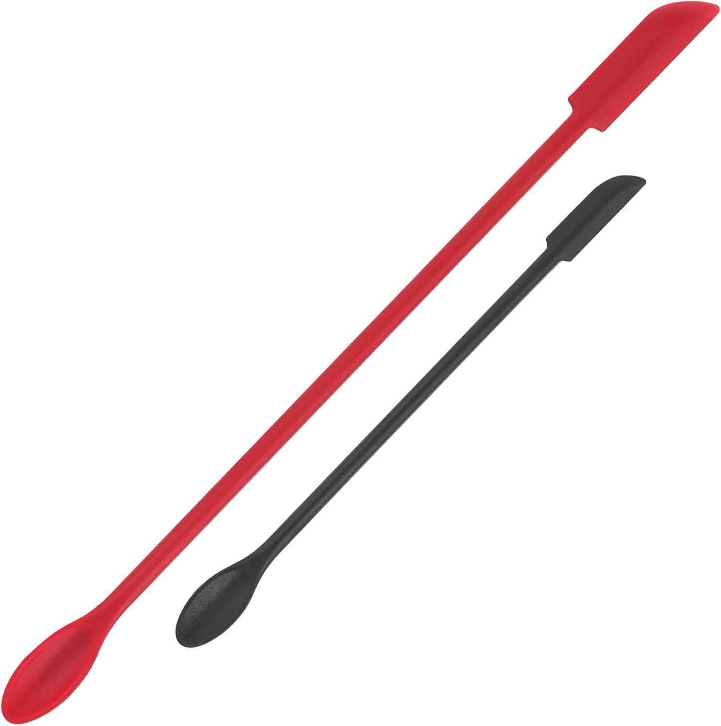2pcs Mini Makeup Spatula Silicone Skincare Spatula Set for Cosmetic | Small Foundation Lotion Scrapers, Reusable Beauty Tiny Tool, Thin Jar Scraper for Kitchen, Get Last of Makeup Out, Black Red