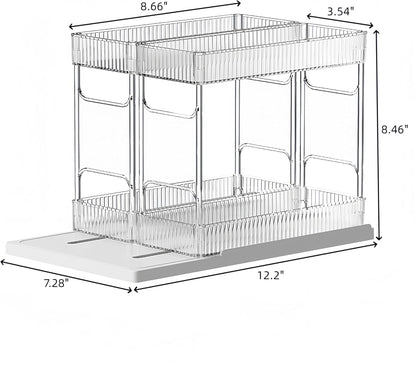 2 Pack Pull Out Spice Rack Organizer for Cabinet, 2 Tier Metal Slide Out Seasoning Organizer and Storage Heavy Duty Vertical Spice Rack Shelf Pullout for Kitchen Cabinets No Drilling (Black)
