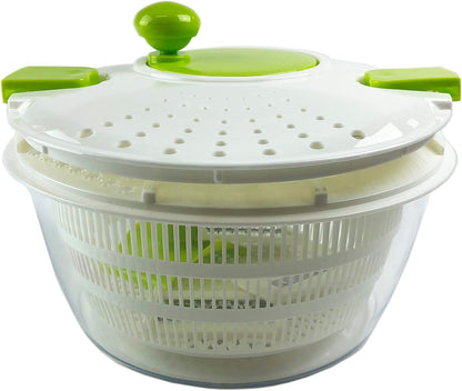 Salad Spinner and Mandoline Multifunctional Set, Vegetable Dryer With 6 Blades and Pouring Spout - 4L (2PK)