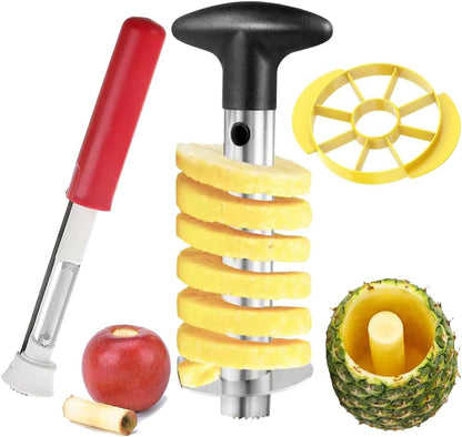 Premium Fruit Corer Set - Effortless Core Removal for Apples, Pears, and Pineapples - Upgraded Stainless 2 In 1 Corers, Pineapple Corer and Slicer Tool,Easy to Use and Clean