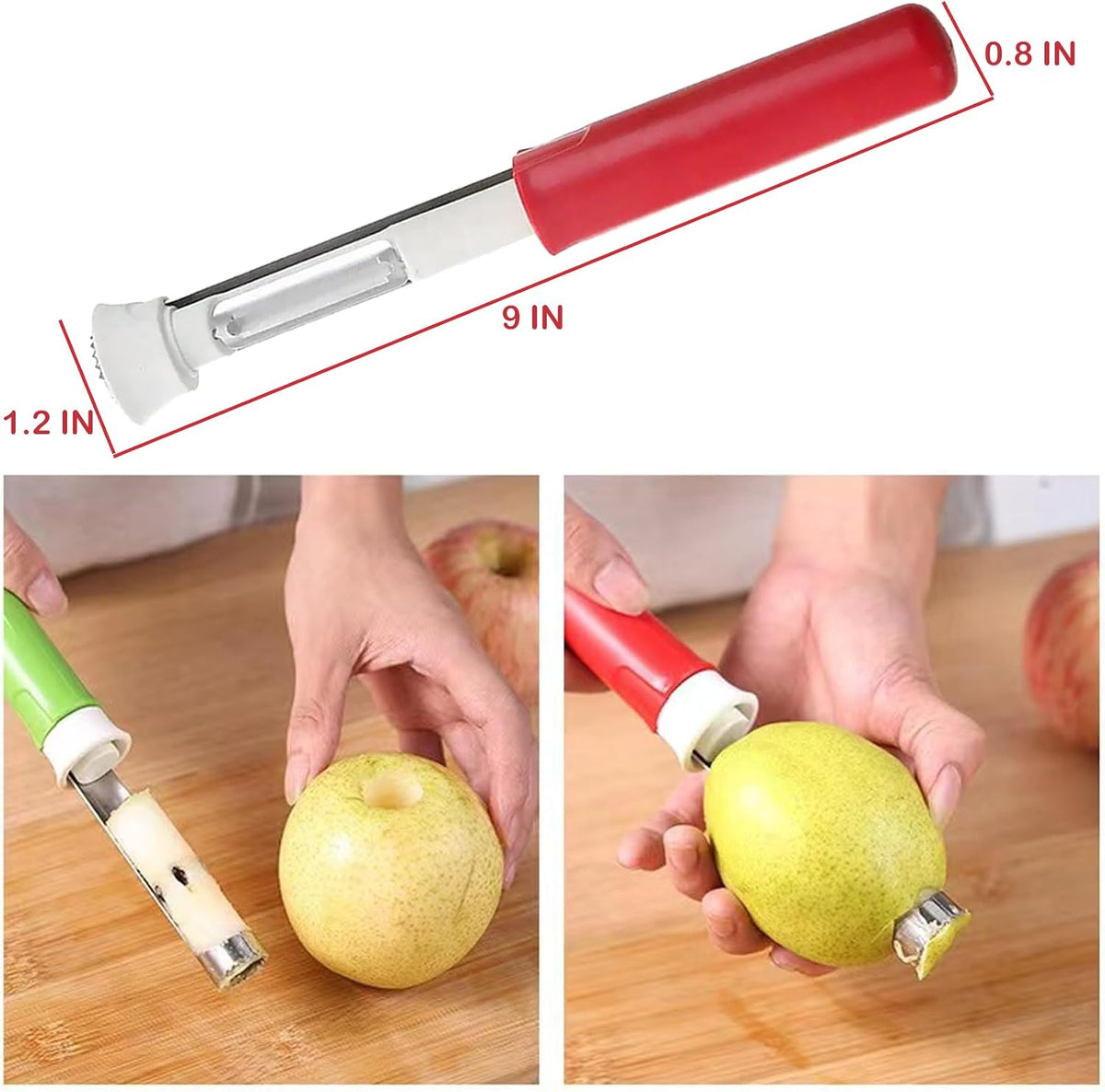 Premium Fruit Corer Set - Effortless Core Removal for Apples, Pears, and Pineapples - Upgraded Stainless 2 In 1 Corers, Pineapple Corer and Slicer Tool,Easy to Use and Clean