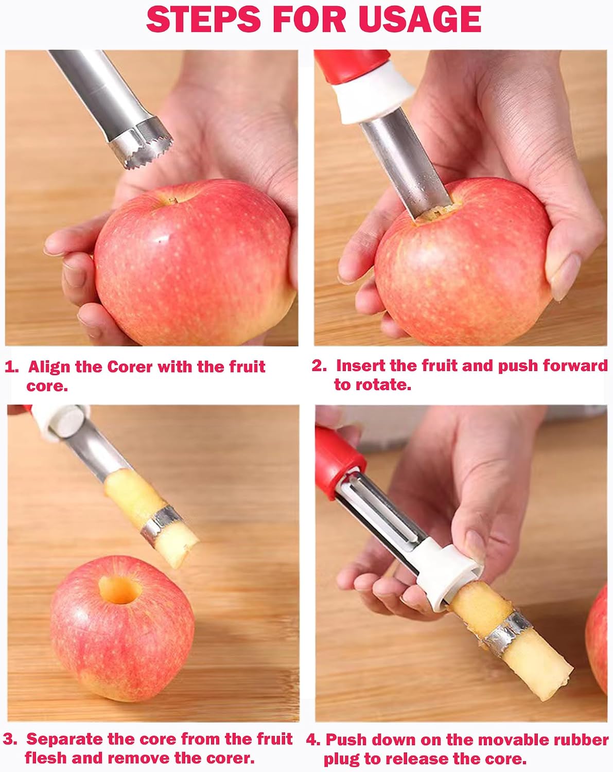 Premium Fruit Corer Set - Effortless Core Removal for Apples, Pears, and Pineapples - Upgraded Stainless 2 In 1 Corers, Pineapple Corer and Slicer Tool,Easy to Use and Clean