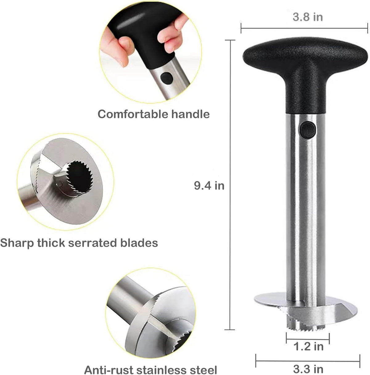 Premium Fruit Corer Set - Effortless Core Removal for Apples, Pears, and Pineapples - Upgraded Stainless 2 In 1 Corers, Pineapple Corer and Slicer Tool,Easy to Use and Clean