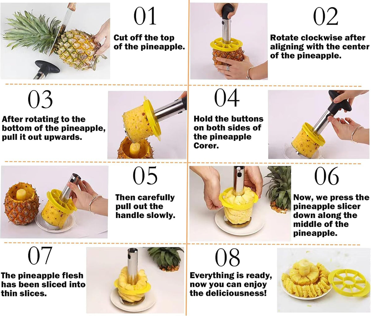 Premium Fruit Corer Set - Effortless Core Removal for Apples, Pears, and Pineapples - Upgraded Stainless 2 In 1 Corers, Pineapple Corer and Slicer Tool,Easy to Use and Clean