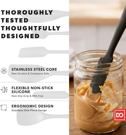 Silicone Spatula Set - 600F Heat Resistant, 6-Pc Black