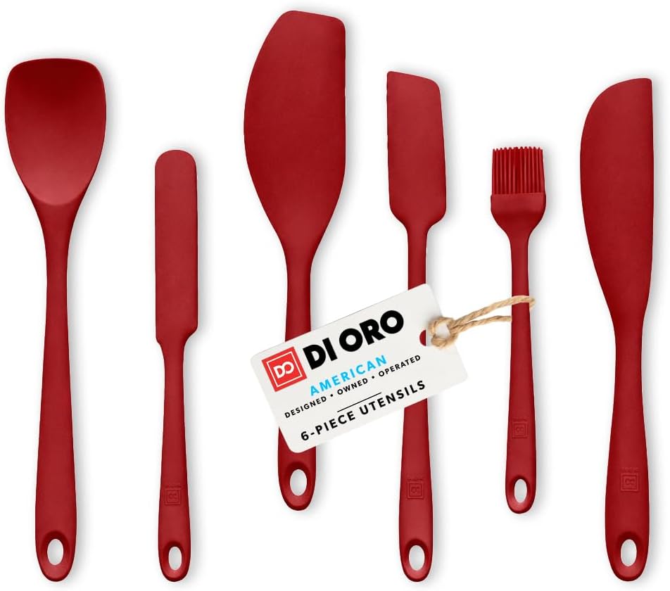 Silicone Spatula Set - 600F Heat Resistant, 6-Pc Black