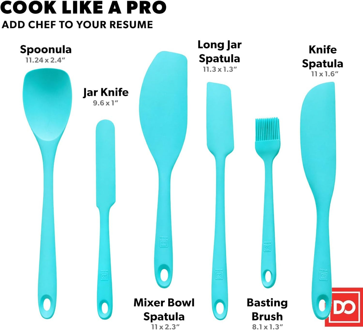 Silicone Spatula Set - 600F Heat Resistant, 6-Pc Black