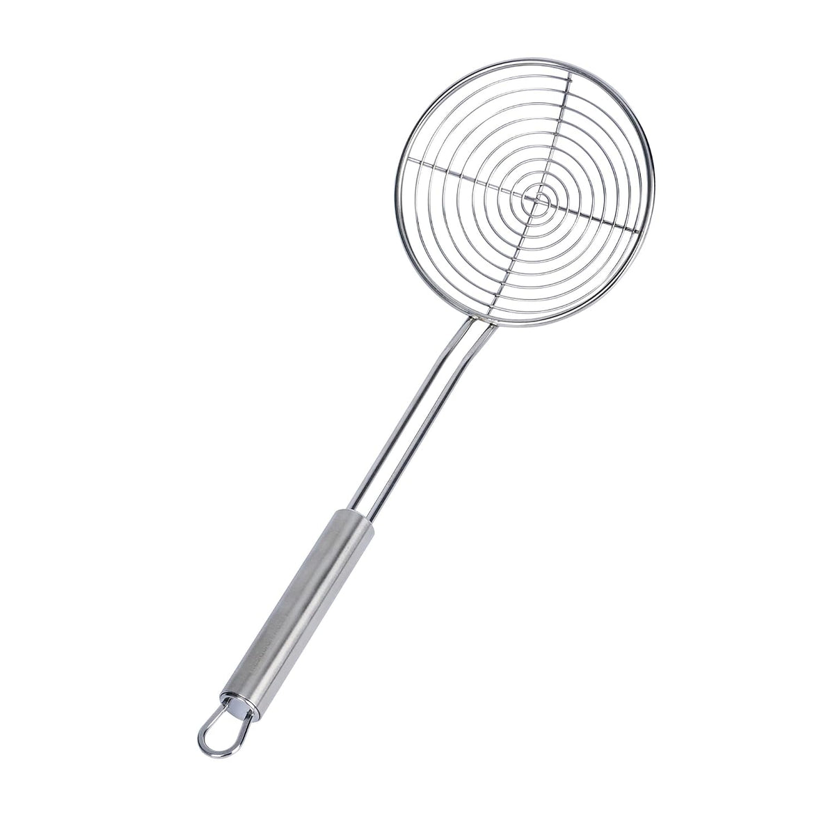 Stainless Steel Spider Skimmer - German Standard Wire Skimmer with Ergonomic Handle, Dishwasher Safe - Wire Strainer Pasta Spoon for Cooking & Frying