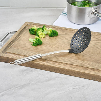 Stainless Steel Spider Skimmer - German Standard Wire Skimmer with Ergonomic Handle, Dishwasher Safe - Wire Strainer Pasta Spoon for Cooking & Frying