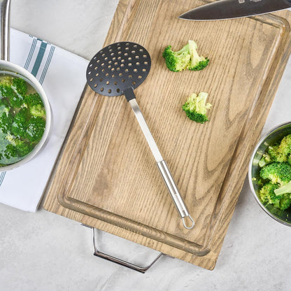 Stainless Steel Spider Skimmer - German Standard Wire Skimmer with Ergonomic Handle, Dishwasher Safe - Wire Strainer Pasta Spoon for Cooking & Frying
