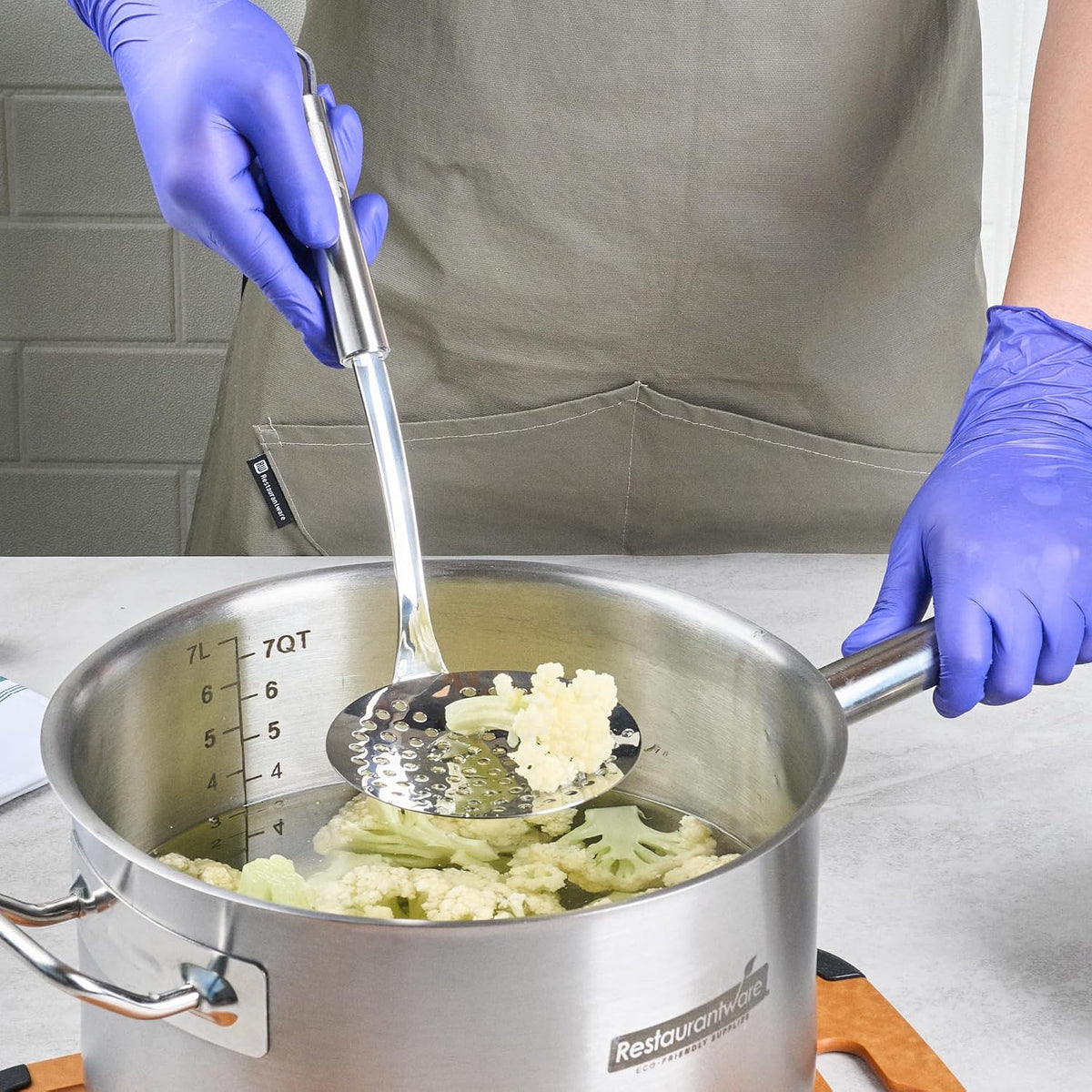 Stainless Steel Spider Skimmer - German Standard Wire Skimmer with Ergonomic Handle, Dishwasher Safe - Wire Strainer Pasta Spoon for Cooking & Frying