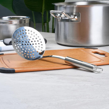 Stainless Steel Spider Skimmer - German Standard Wire Skimmer with Ergonomic Handle, Dishwasher Safe - Wire Strainer Pasta Spoon for Cooking & Frying
