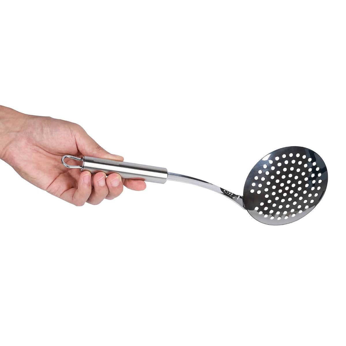Stainless Steel Spider Skimmer - German Standard Wire Skimmer with Ergonomic Handle, Dishwasher Safe - Wire Strainer Pasta Spoon for Cooking & Frying