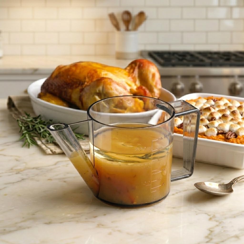 Fox Run Gravy/Fat Poultry, Separator, 1.5-Cup | Thanksgiving & Holiday Cooking Essential | Gravy Making Tool | Gravy & Fat Measuring Separator Cup | 1.5 Cup Capacity & Spout