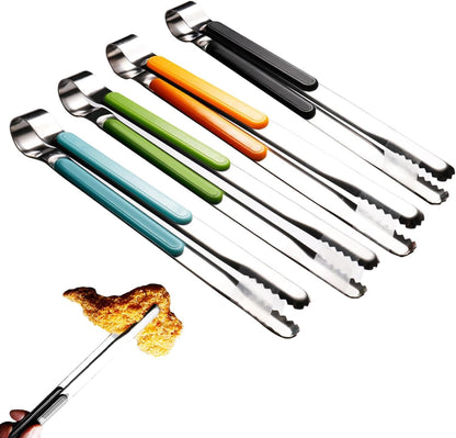 4pcs Stainless Steel Kitchen Tongs, Serving Tongs for Cooking, Non-Slip Easy Grip Handle Food Tongs, for Cooking, Camping BBQ, Serving, Heat Resistant, Food Grade Tongs