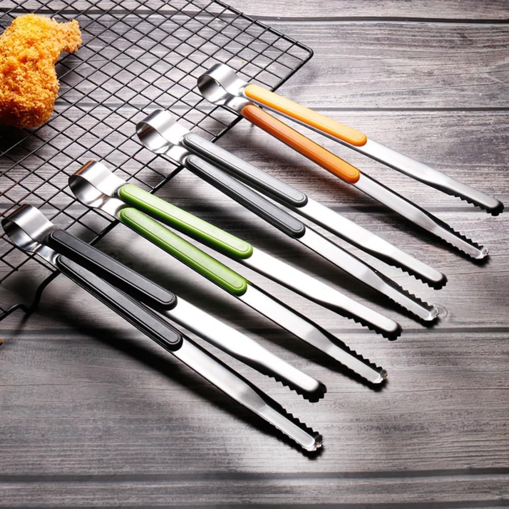 4pcs Stainless Steel Kitchen Tongs, Serving Tongs for Cooking, Non-Slip Easy Grip Handle Food Tongs, for Cooking, Camping BBQ, Serving, Heat Resistant, Food Grade Tongs