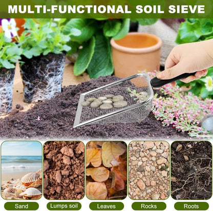 2‑Pack Gardening Soil Sifter, 3.8mm & 5.0mm Mesh Sand Sifter with Handle