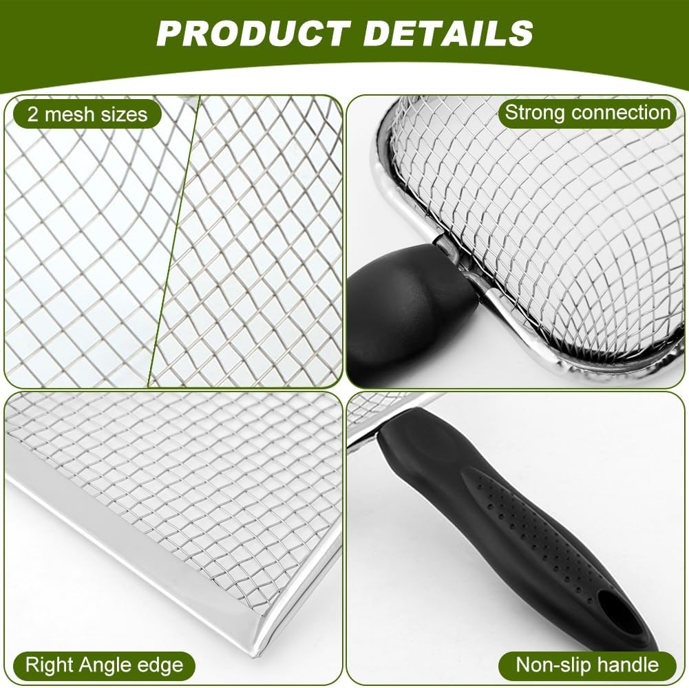 2‑Pack Gardening Soil Sifter, 3.8mm & 5.0mm Mesh Sand Sifter with Handle