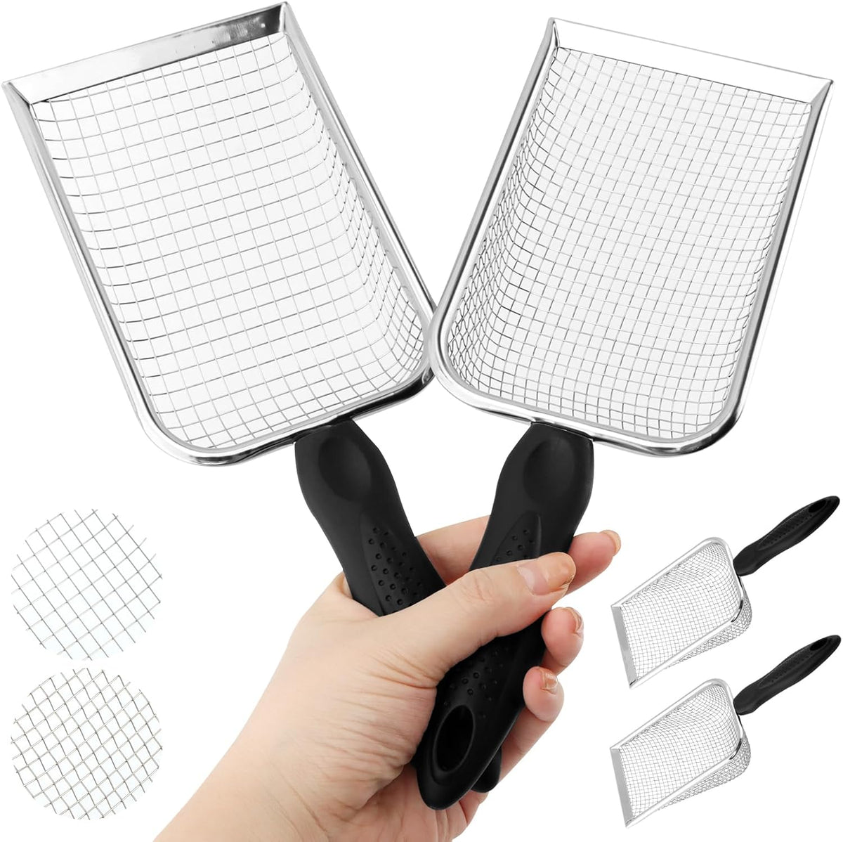 2‑Pack Gardening Soil Sifter, 3.8mm & 5.0mm Mesh Sand Sifter with Handle