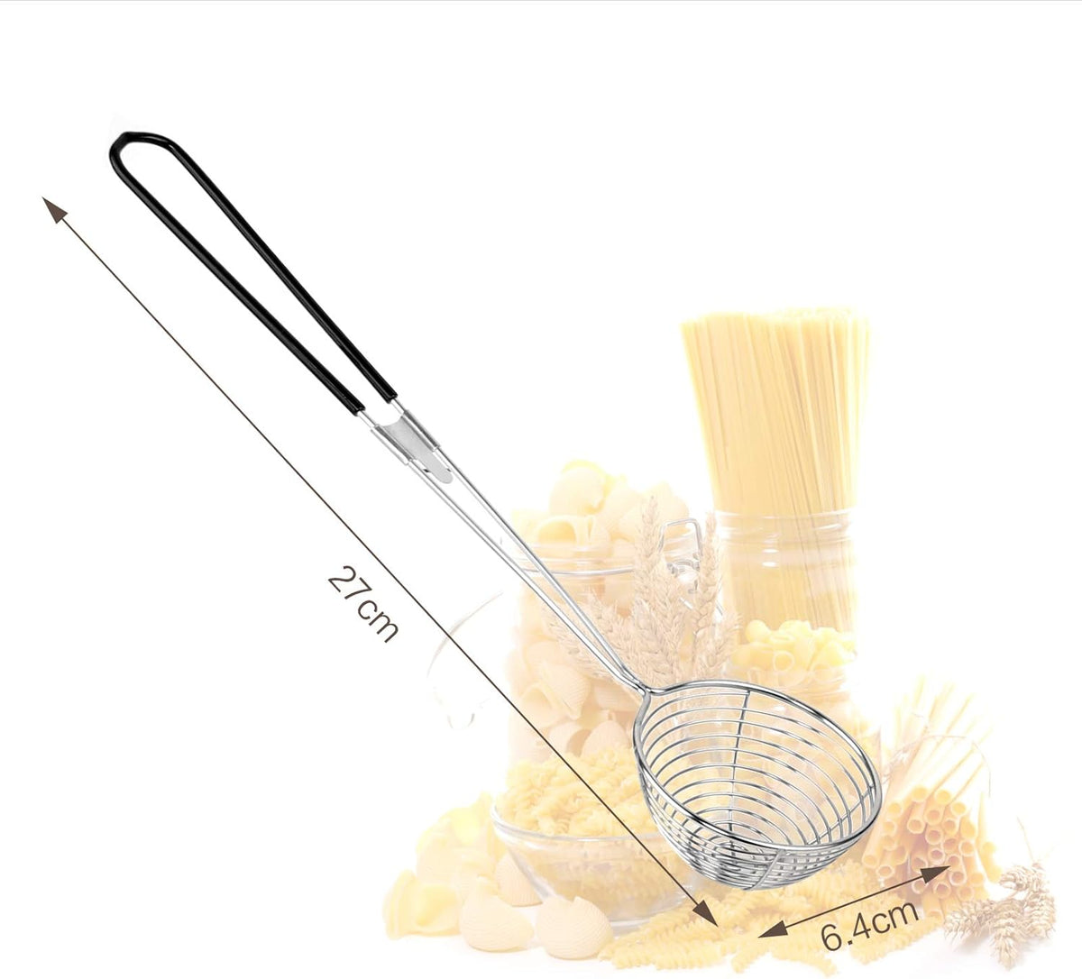 9 Pieces Stainless Steel Spider Strainer Spoon Small Wire Skimmer Colander with Handle for Hot Pot, Tortellini and Meatball