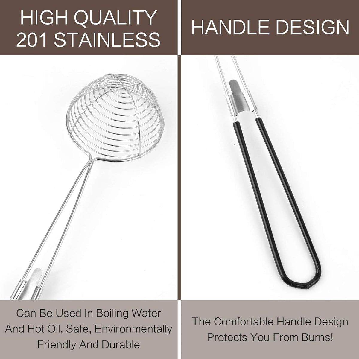 9 Pieces Stainless Steel Spider Strainer Spoon Small Wire Skimmer Colander with Handle for Hot Pot, Tortellini and Meatball