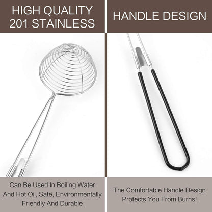 9 Pieces Stainless Steel Spider Strainer Spoon Small Wire Skimmer Colander with Handle for Hot Pot, Tortellini and Meatball