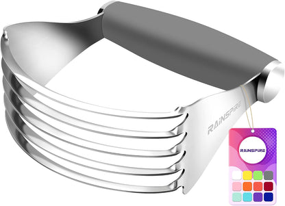 XL Pastry Cutter For Baking, Heavy Duty Pastry Blender Stainless Steel, Thick Sharp Blades Dough Blender, Dough Cutter Butter Cutter Pastry for Easy Mixing, Dishwasher Safe (Black)