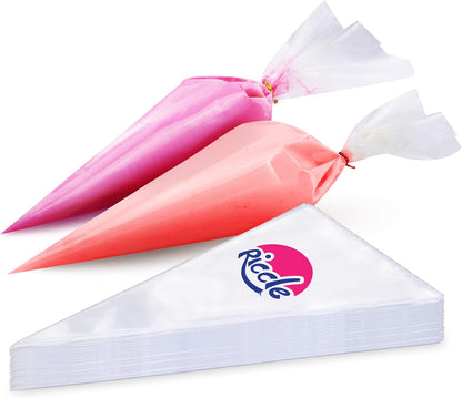 Piping Bags and Tips Set, 11.8 Inch 100 Anti Burst Piping Bags, 124 Pcs Cake Decorating Kit with 16 Piping Tips, 1 Reusable Pastry Bags, 3 Cake Scrapers, 2 Couplers, and 2 Icing Bags Ties