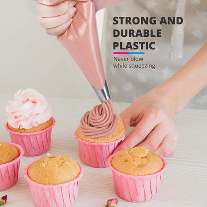 Piping Bags and Tips Set, 11.8 Inch 100 Anti Burst Piping Bags, 124 Pcs Cake Decorating Kit with 16 Piping Tips, 1 Reusable Pastry Bags, 3 Cake Scrapers, 2 Couplers, and 2 Icing Bags Ties