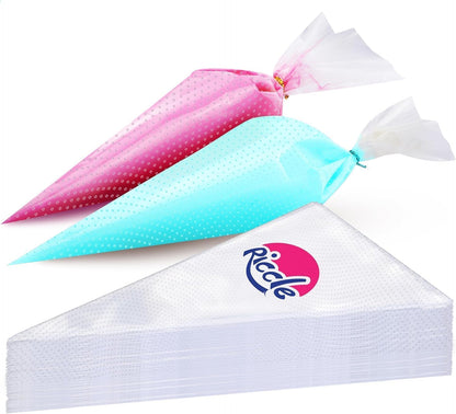 Piping Bags and Tips Set, 11.8 Inch 100 Anti Burst Piping Bags, 124 Pcs Cake Decorating Kit with 16 Piping Tips, 1 Reusable Pastry Bags, 3 Cake Scrapers, 2 Couplers, and 2 Icing Bags Ties