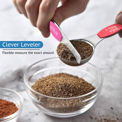 Stainless Steel Magnetic Measuring Spoons with Strong Magnets, 14pc